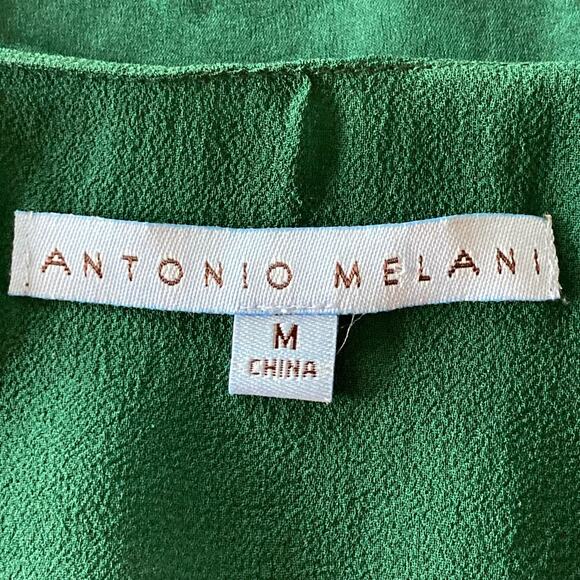 Antonio Melani Silk Emerald Green Top Rhinestone Beading MED Fairy Mystical Glam - Picture 7 of 7